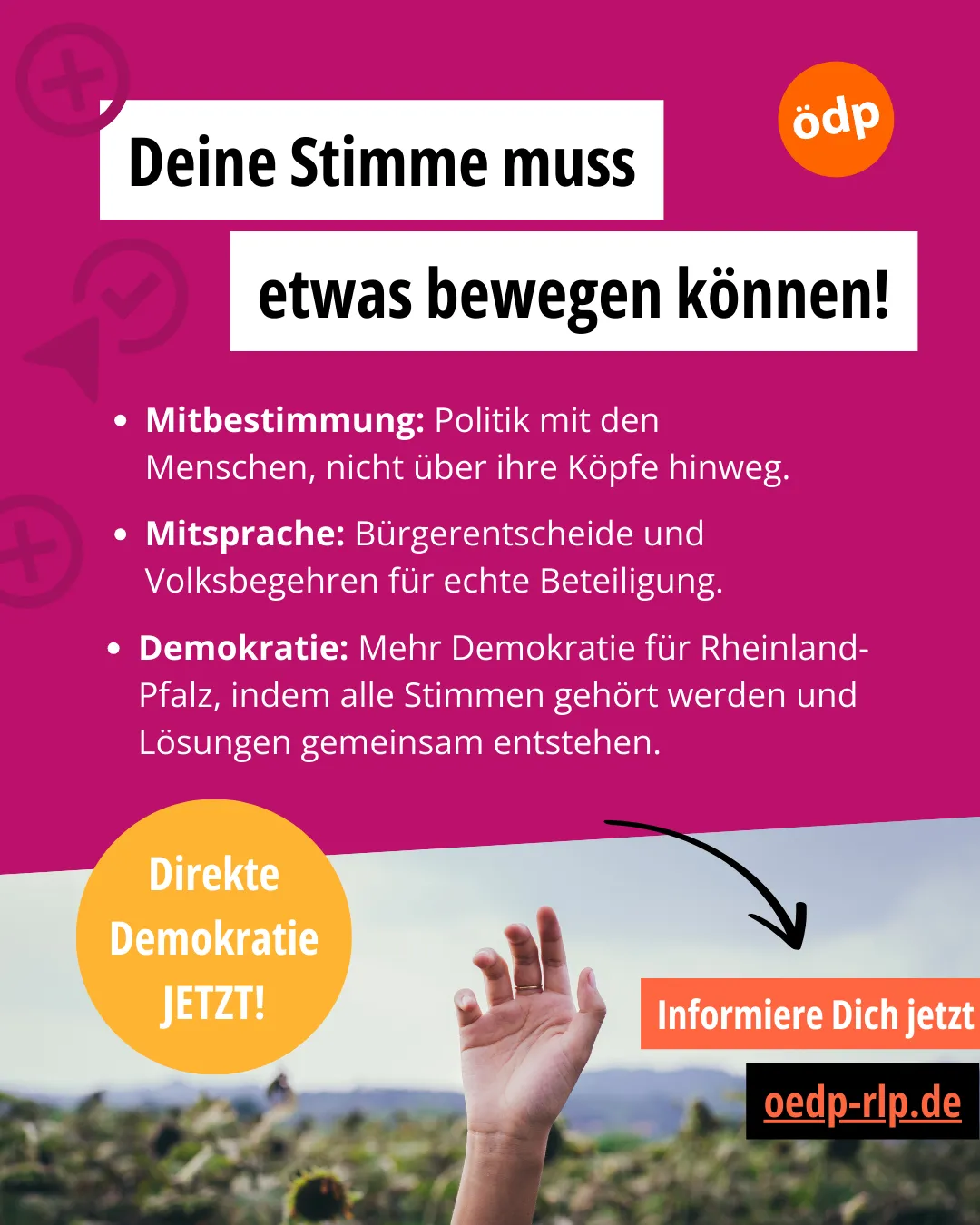 ÖDP Social Media Kampagnenmotiv zum Thema Direkte Demokratie und Bürgerbeteiligung – Referenz Agentur Reuber