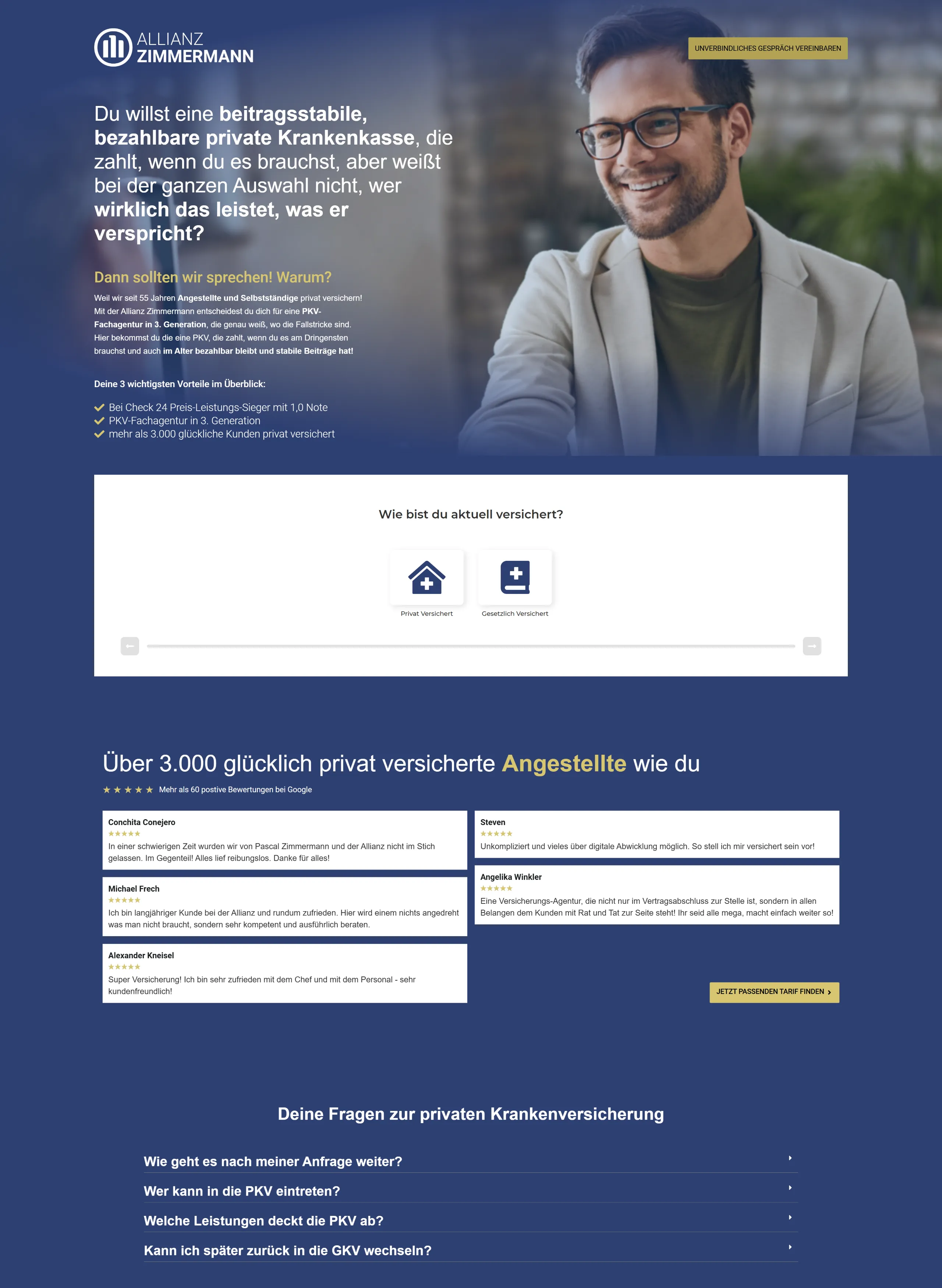 Allianz Zimmermann Landingpage Screenshot