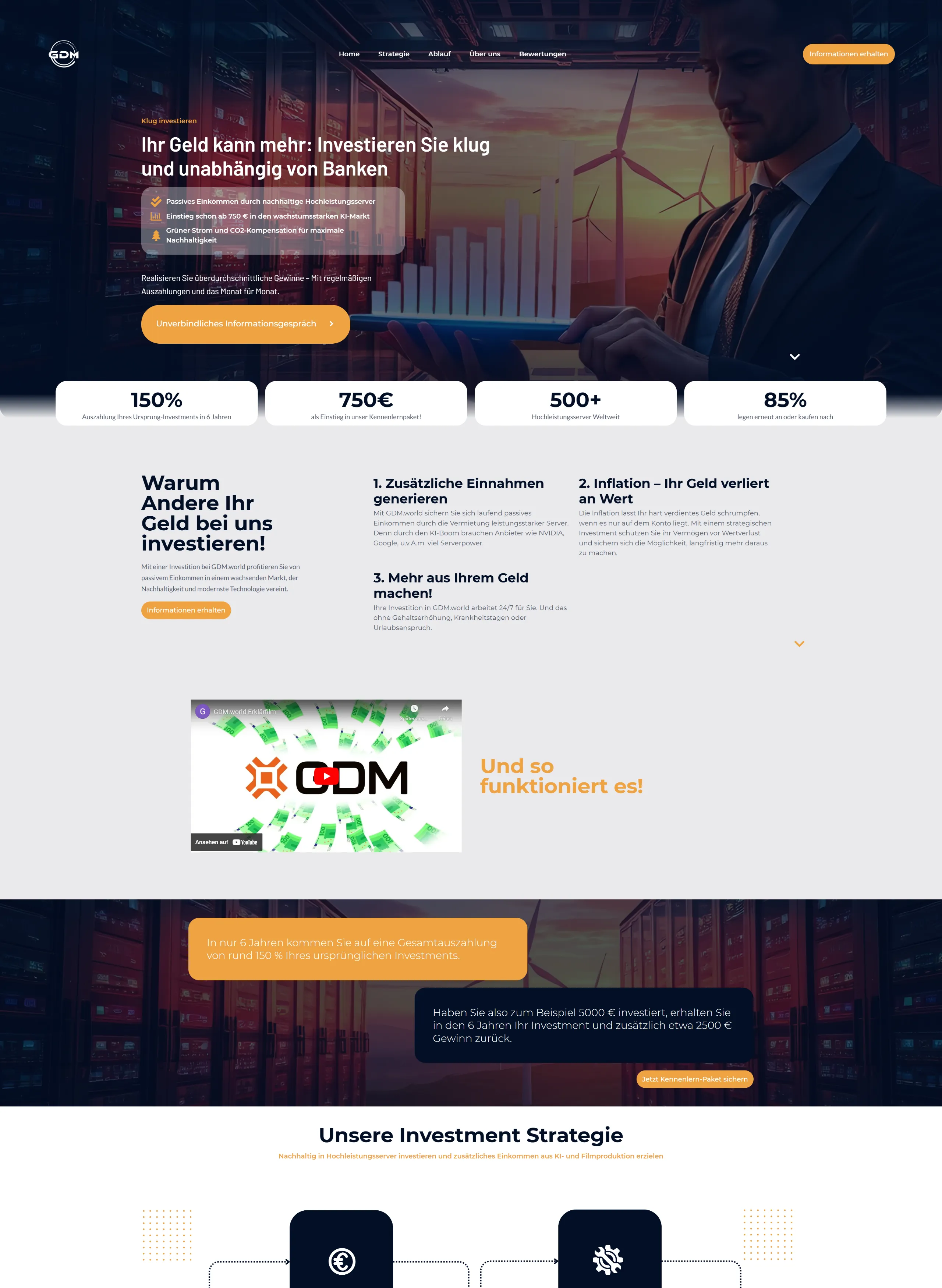 GDM World AG Landingpage Screenshot