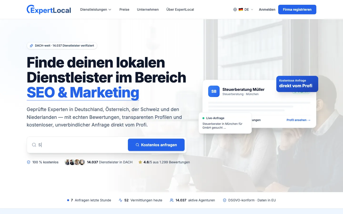 ExpertLocal — Vermittlungsplattform für DACH-Dienstleister