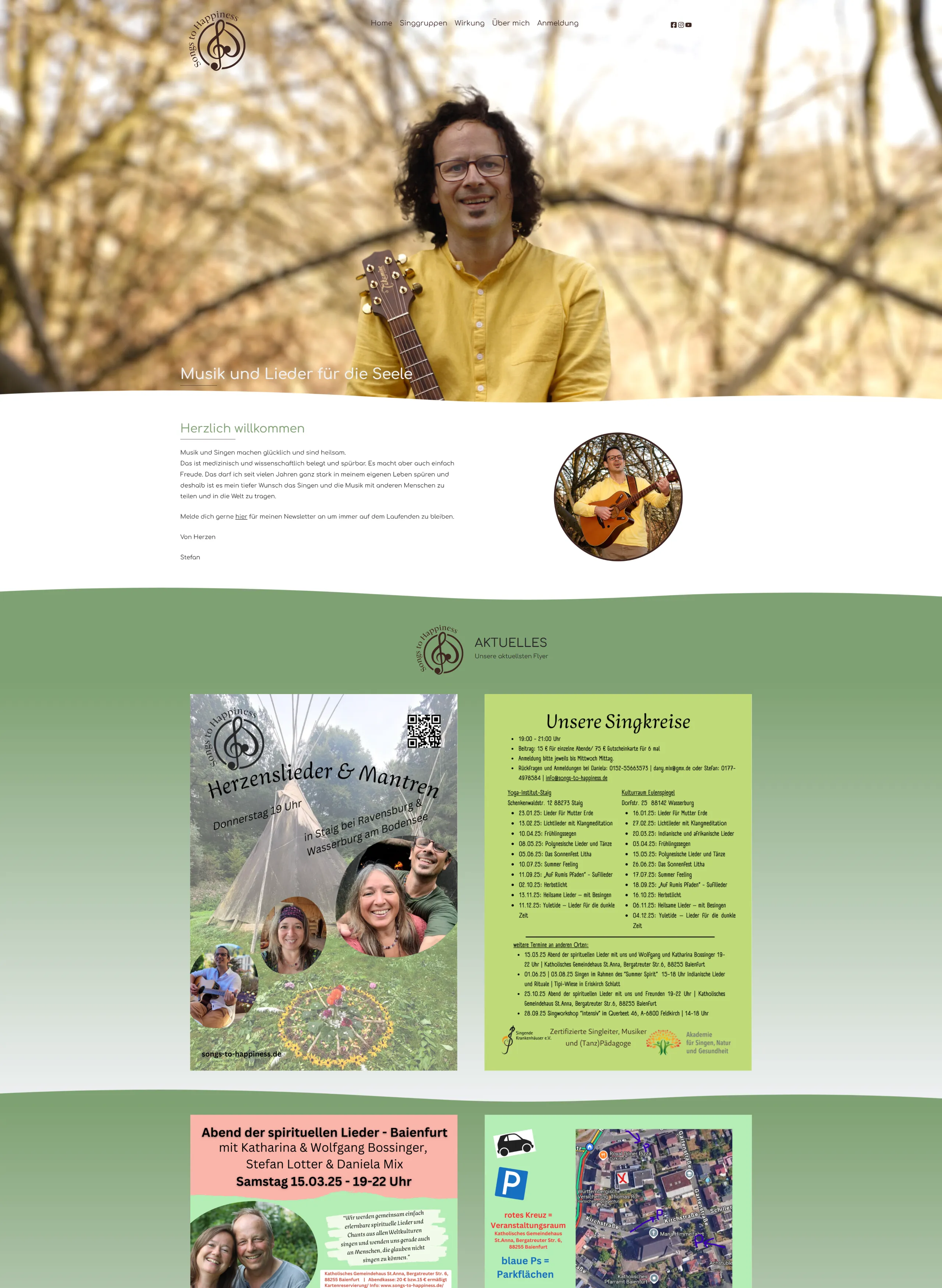 Songs to Happiness Webseite Screenshot