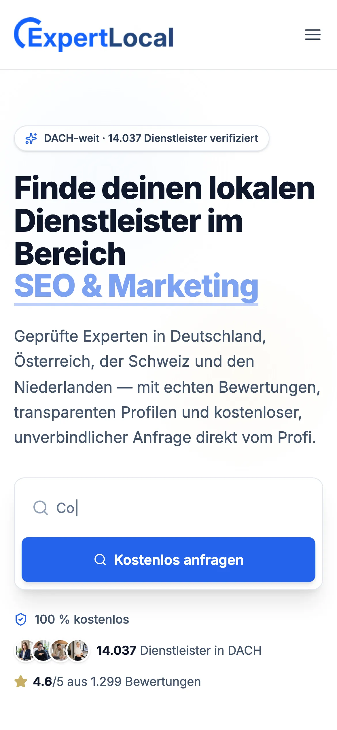 ExpertLocal mobile Ansicht