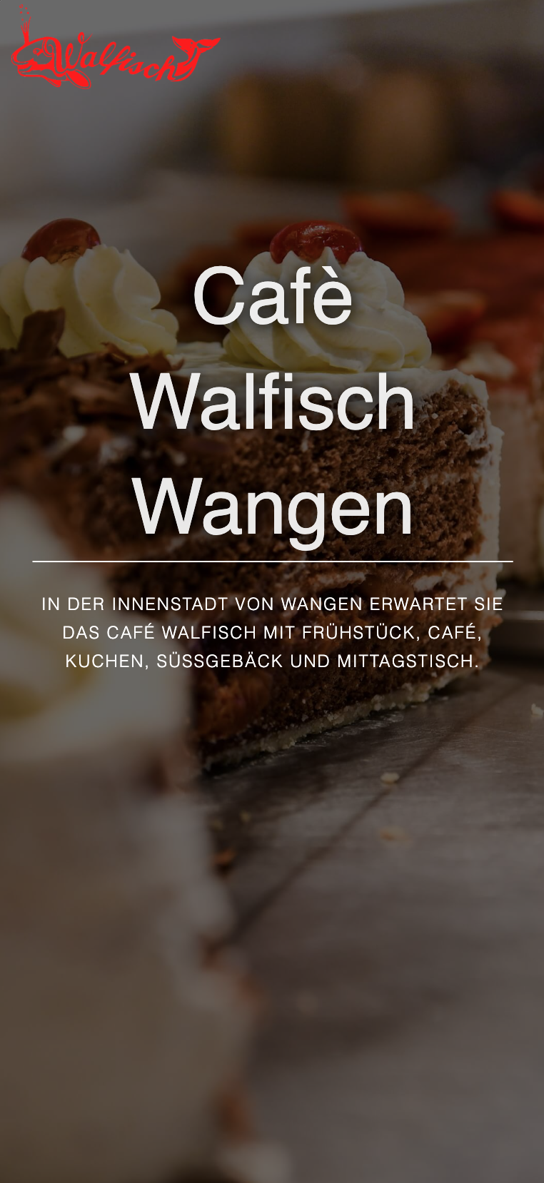 Mobiler Hero-Screenshot der Website von Café Walfisch Wangen