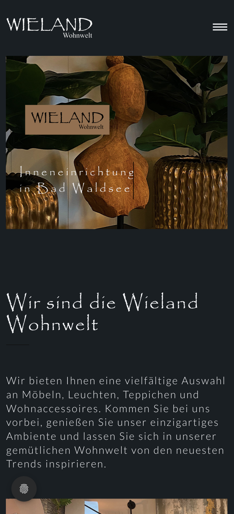 Mobiler Hero-Screenshot der Website von Wieland Wohnwelt